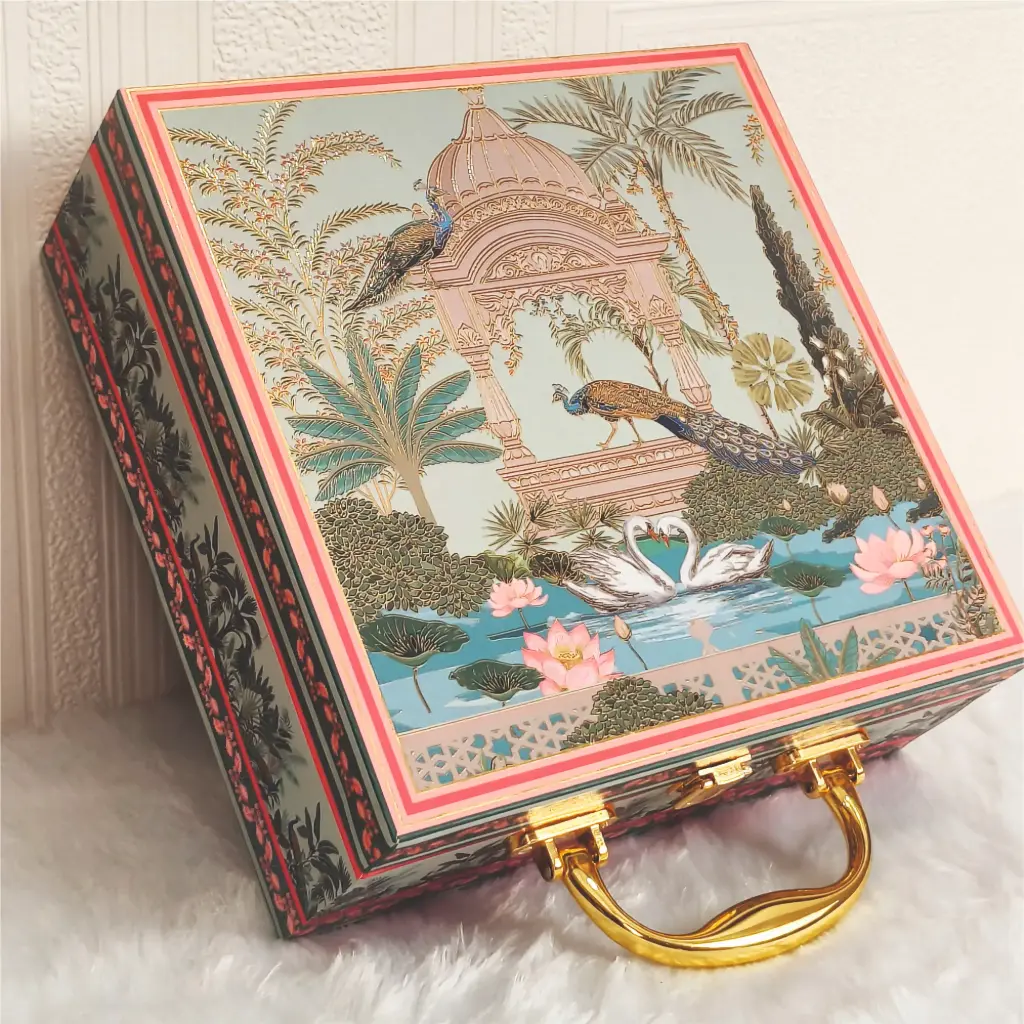 Mdf Premium Luxuries box With 4 salsa jars (9.5x9.5x3.5 Inches) 4JAR10004