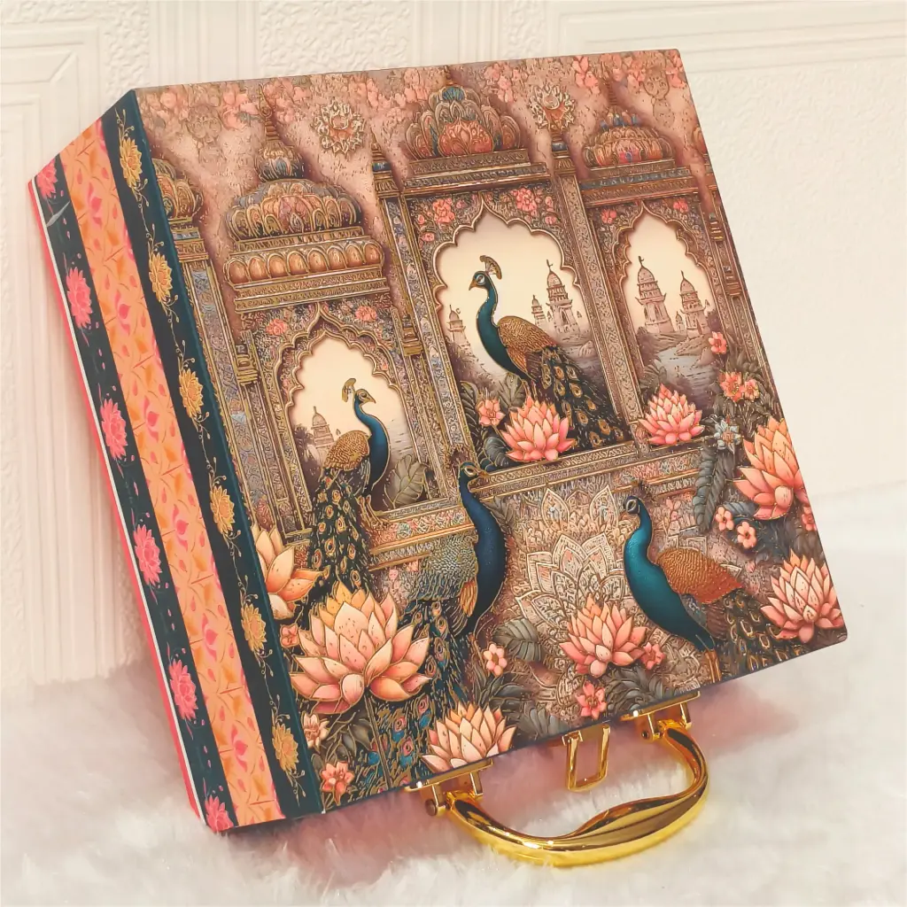 Mdf Premium Luxuries box With 4 salsa jars (9.5x9.5x3.5 Inches) 4JAR10005