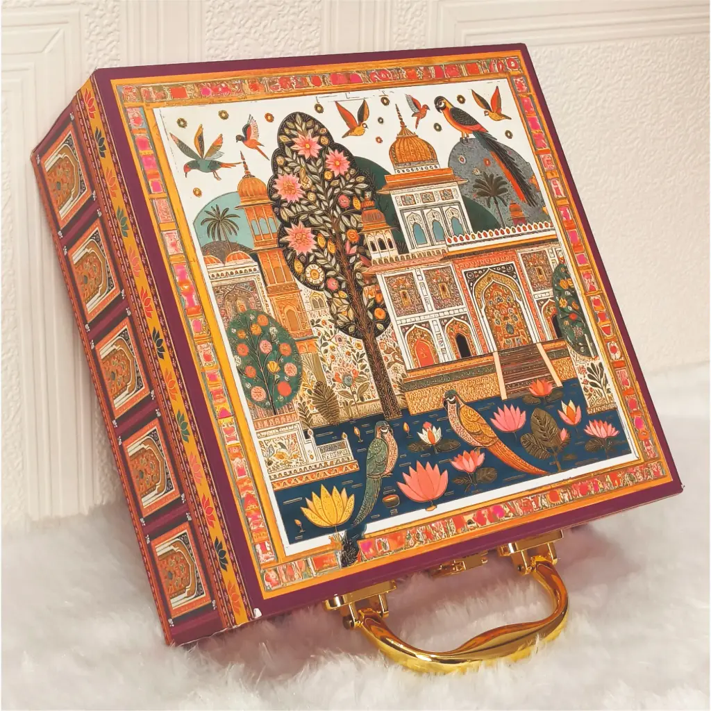 Premium Luxuries box With 4 salsa jars (9.5x9.5x3.5 Inches) 4JAR10006