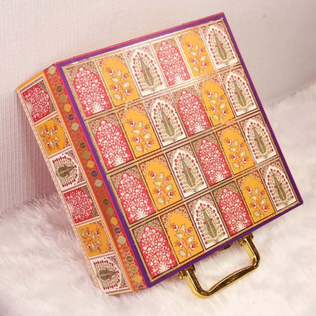 Mdf Premium Luxuries box With 4 salsa jars (9.5x9.5x3.5 Inches) 4JAR10018