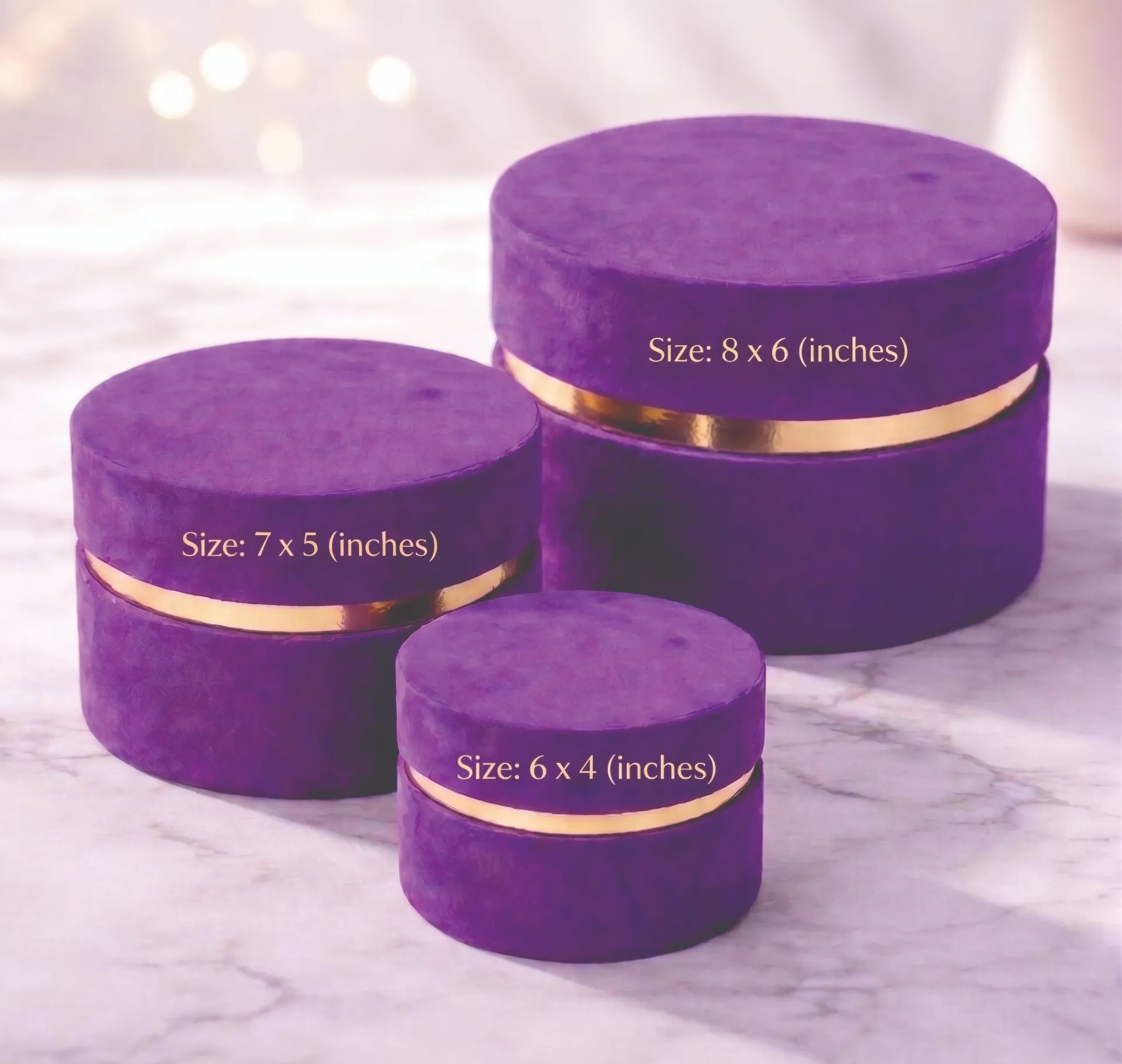 Round Boxes|Velvet Finish|6x8inches|PACK OF 3 | RV-1