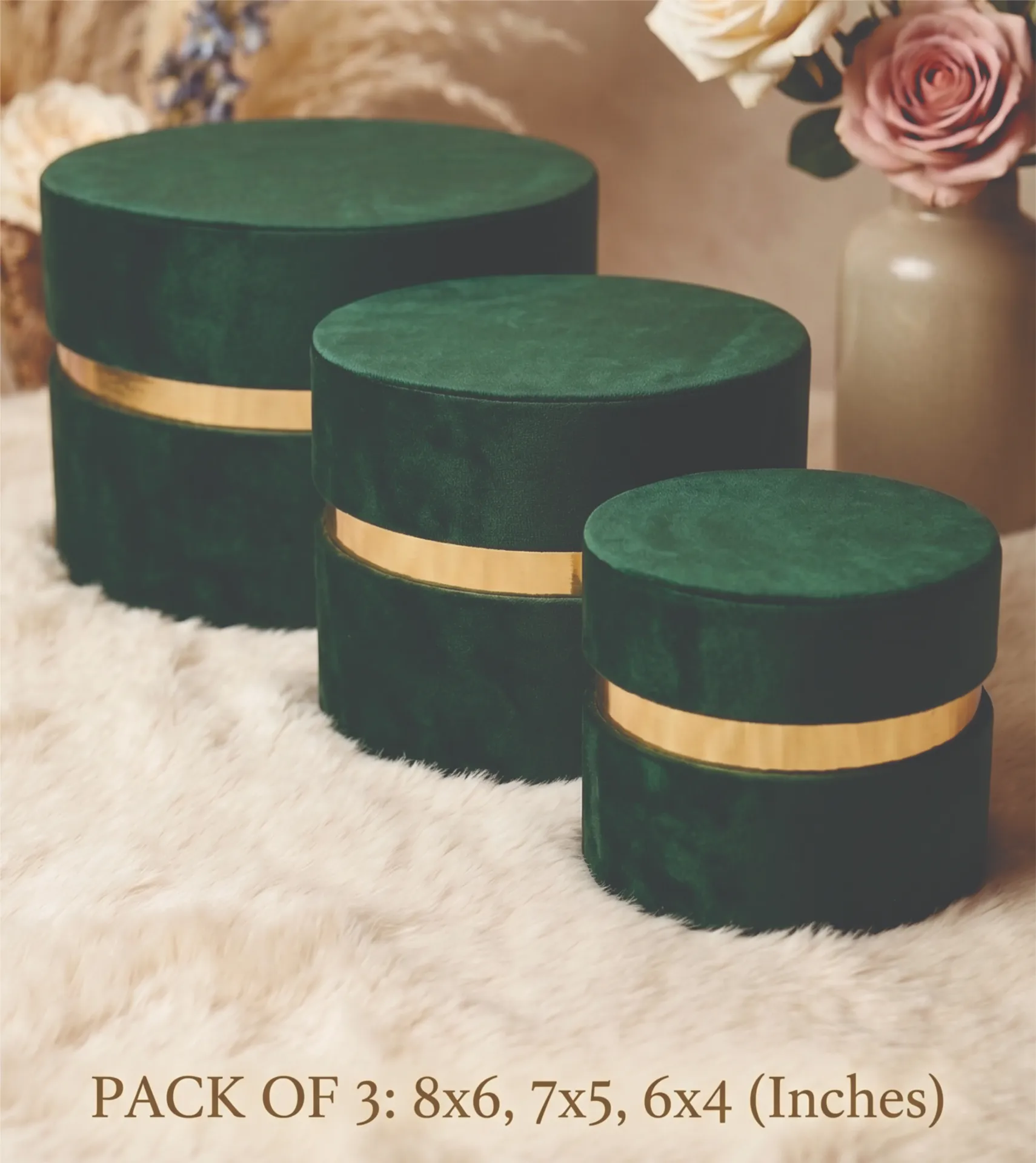 Round Boxes|Velvet Finish|6x8inches|  RV-2