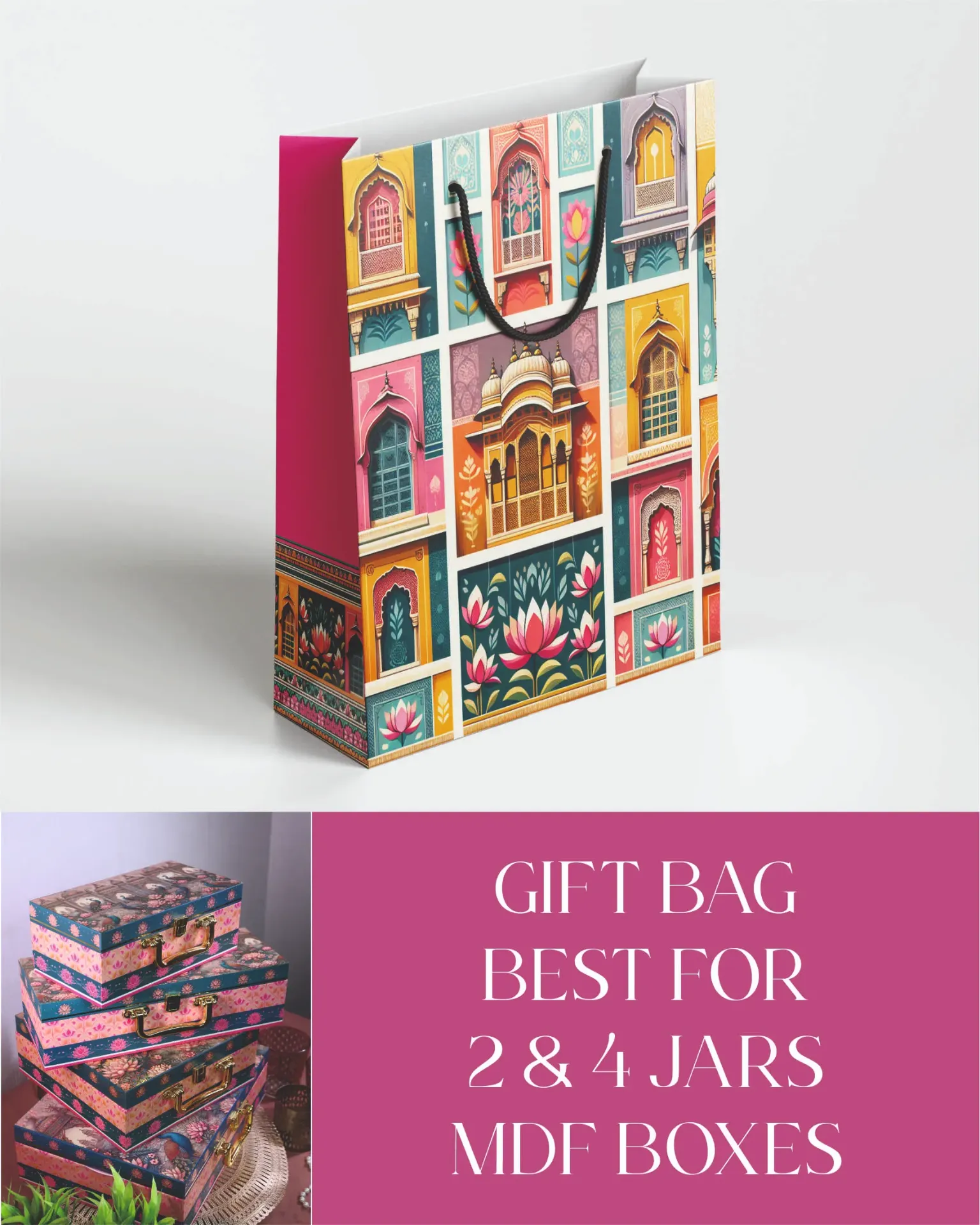 PASTEL COLOUR PRINT PAPER BAG BEST FOR 2&4 JARS (Pack of 10)