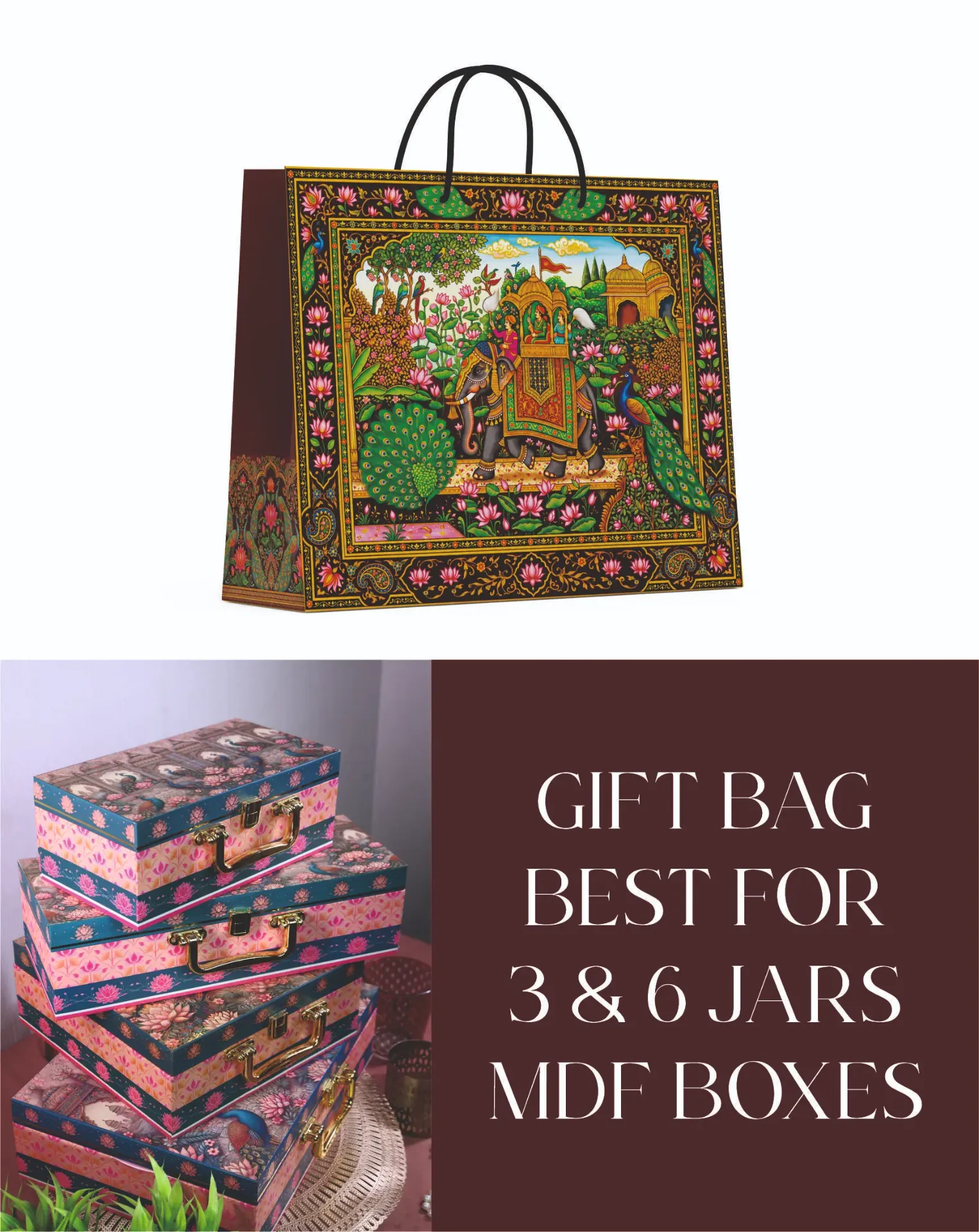 RAJWADI PRINT PAPER BAG BEST FOR 3&6 JARS (Pack of 10)