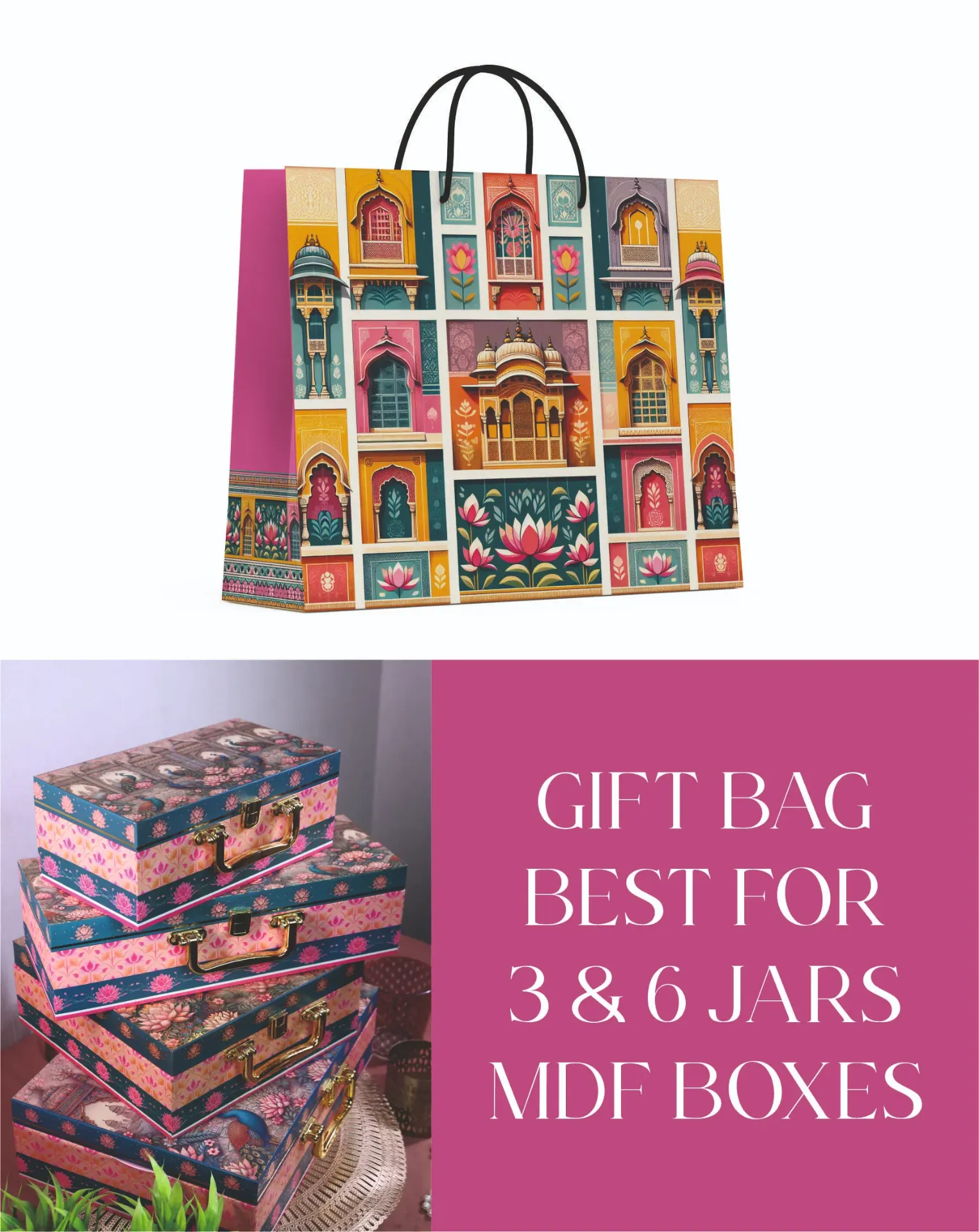 PASTEL COLOUR PRINT PAPER BAG BEST FOR 3&6 JARS (Pack of 10)